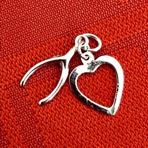 Sterling Silver Wishbone/Heart Charm/Pendant